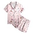 thumbnail image 5 of Futezty Toddler Halloween Pajamas Kids Pumpkin Ghost Print Satin Pajama Set Short Sleeve Button Down Sleepwear with Shorts Set Little Girl Clothes 3T-13T, 5 of 5