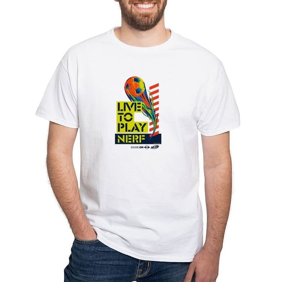 CafePress - Live To Play Nerf Soccer T Shirt - Men's White Classic Cotton T-Shirts