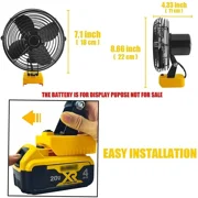Cordless Jobsite Fan For Dewalt 20V MAX Li-Ion Battery For Camping Workshop