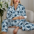 thumbnail image 5 of JUNZAN Daisies Flowers Print Womens Pajama Sets,Long Sleeve Button Down for Women Pjs 2 piece, 5 of 7