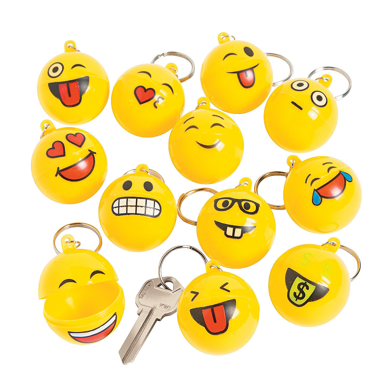 Emoji Key Chain Collectable Party Favors 12 Pieces