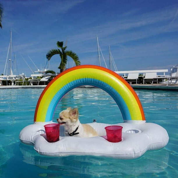 Porte-gobelet géant gonflable arc-en-ciel nuage, flotteur accessoire de bar  de luxe, parfait pour une fête d'été à la piscine 