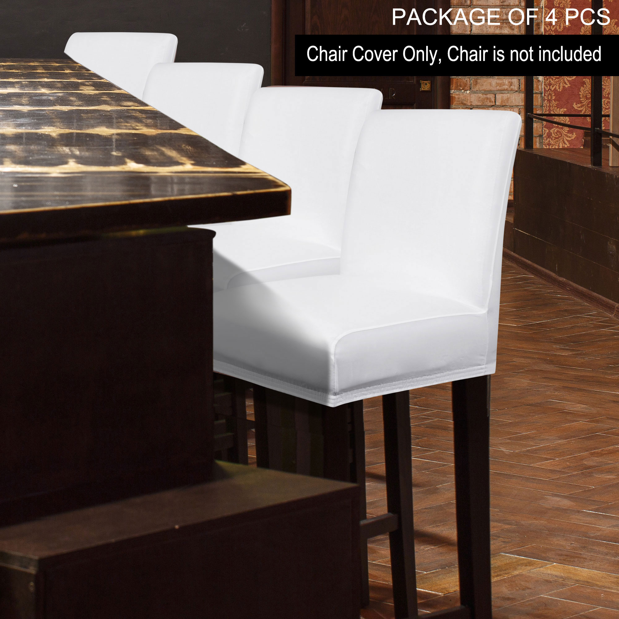 Unique Bargains Waterproof Bar Stool Covers for Short Back Chair Slipcovers White 4 Pcs