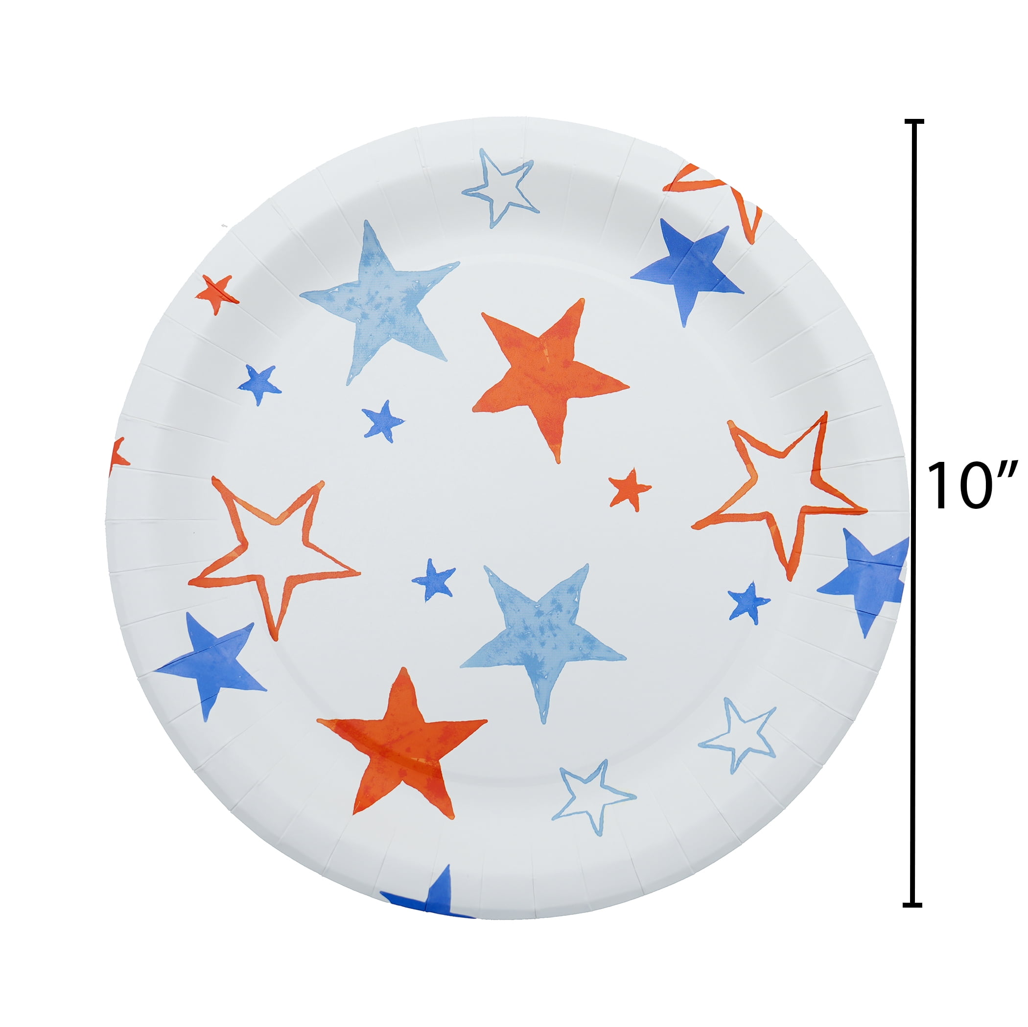 Red/White/Blue Stars Disposable Paper Plates, 10", 8 Count, Patriotic by Way To Celebrate