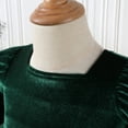 thumbnail image 4 of IBTOM CASTLE Toddler Baby Girls Velvet Tutu Dress Long Sleeve Square Neck Fall Winter Princess Christmas Birthday Party Wedding Dresses 18-24 Months Green, 4 of 8