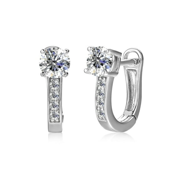 Moissanite by Cate & Chloe Genesis 925 Sterling Silver Hoop Earrings 1.0TCW for Women, Gift for Her