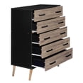 thumbnail image 4 of Eli Mid-Century Modern 5 Drawer Chest in Black & Sonoma Oak, 4 of 7