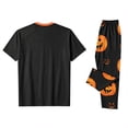 thumbnail image 5 of Halloween Pajamas Set for Family Skeleton Skull Short Sleeve Horror Pjs Spider Web Pumpkin Funny Wide Leg Pajamas, Women:L, 5 of 7