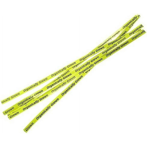 18 inch "Organically Grown" Yellow Twist Tie, Ideal for Produce, Made by T&T Industries | 1,000/Box