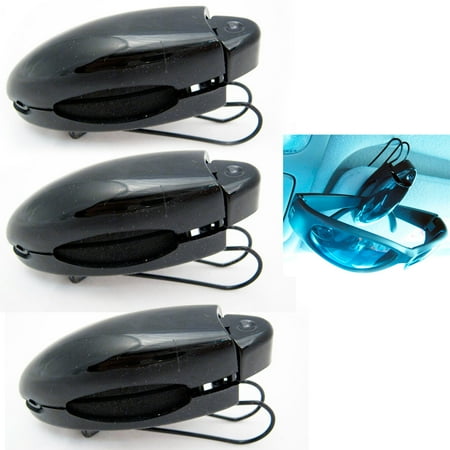 3 Sunglass Visor Clip Sunglasses Eyeglass Holder Car Auto Reading Glasses Black