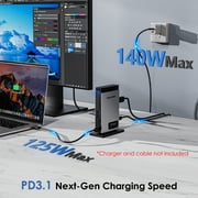 Dock Station 140W charge USB Dock with 8K HDMI/DisplayPort, RJ45, 10Gbps USB, SD/TF for M1/M2/M3&Win