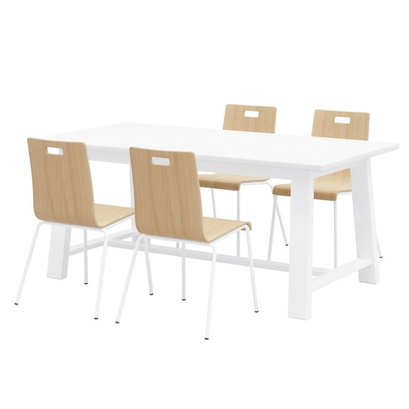 KFI Studios Midtown Cafe Table and 4 Chairs Set in Natural/White