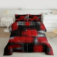thumbnail image 3 of Manfei Geometric Graffiti Desgin Full Size Comforter Sets,Modern Abstract Aesthetic Bedding Comforter Set,Red Black Gray Bedding Sets For Kids,Ultra Soft Home Decor Reversible,3 Pieces, 3 of 9