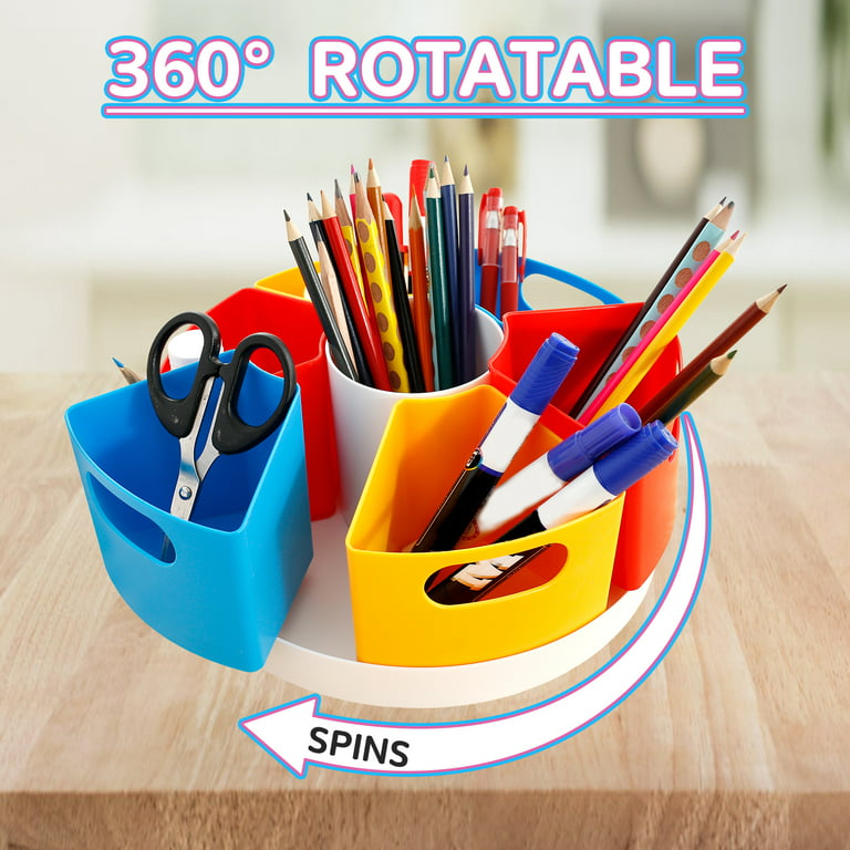 10/12inch 360° Rotatable Art Supply Organizer Creative Pen Crayon Storage  Organizer Portable Rotating Storage Caddy Marker Desk