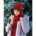 thumbnail image 7 of KOITHOT 3 Pcs Winter Satin Silk Lined Beanie Hat Long Knit Scarf Touchscreen Wool Gloves Set for Women Men Wine Red, 7 of 7