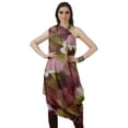 thumbnail image 2 of Moomaya Women's Printed One-Shoulder Cowl Kurti Sleeveless Dress Boho Party Designer Clothing, 2 of 7