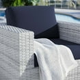 thumbnail image 5 of Lounge Chair Armchair, Rattan, Wicker, Light Grey Gray Blue Navy, Modern Contemporary Urban Design, Outdoor Patio Balcony Cafe Bistro Garden Furniture Hotel Hospitality, 5 of 8