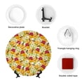 thumbnail image 4 of Wukai Bees Honeycomb Jars Of Honey Flowers Print Decorative Plate for Display,Bone China Decorative Plate, Ceramic Dinner Plate with Stand, Vertical Ceramic Plate-8in, 4 of 6