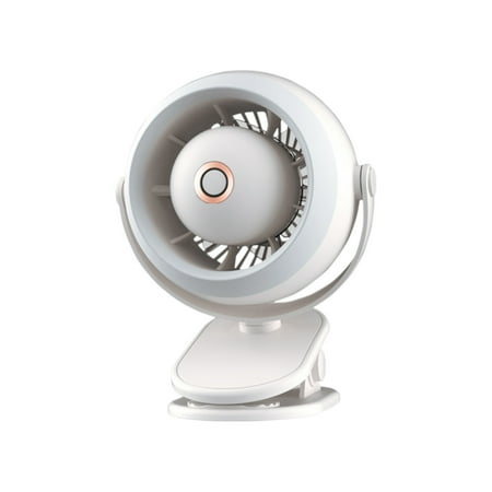 

Fan with Light Clip Turbo Fan Three-speed Adjustment Rotation USB Rechargeable Portable Silent Small Fan Round Clip Desktop Small Fan