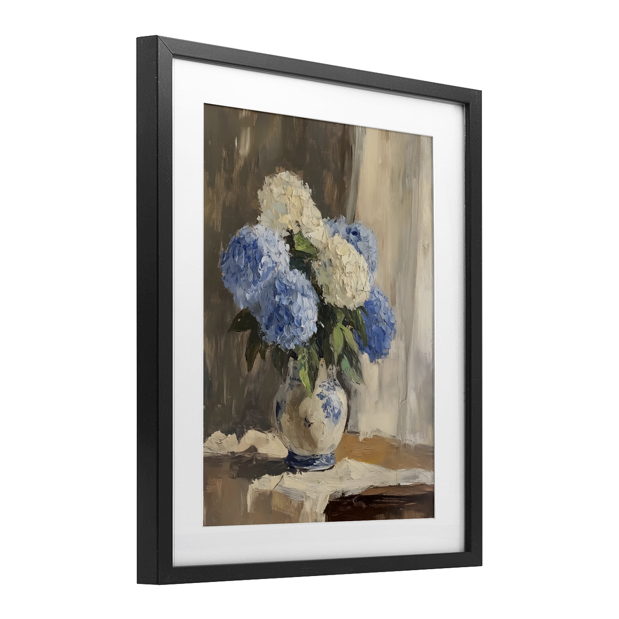 Stupell Industries Vintage Hydrangea in Ceramic Vase Black Framed Print Under Glass, design by LSR Design Studio