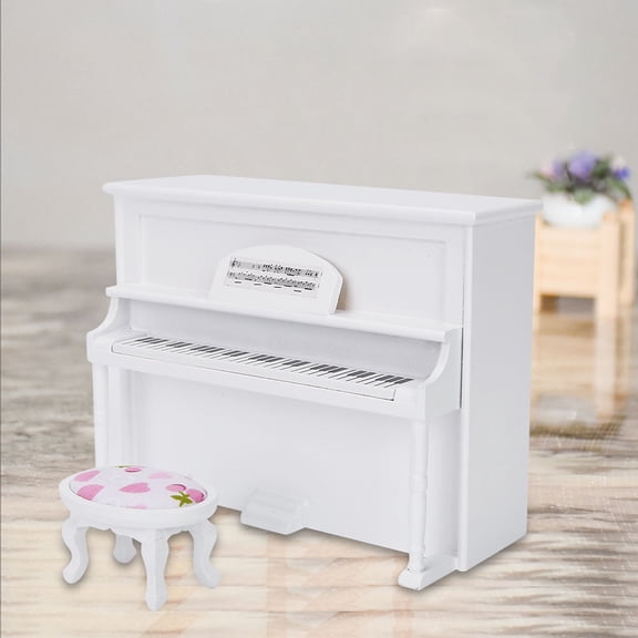 Mini piano vertical, accesorios para casas de muñecas 1:12 Piano vertical para casas de muñecas Características mejoradas del mini piano vertical para casas de muñecas