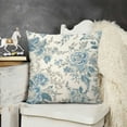 thumbnail image 2 of Flowers Birds Trees Blue Throw Pillow Cover,Floral Cushion Case Outdoor Decoration for Sofa Couch Farmhouse, 2 of 5