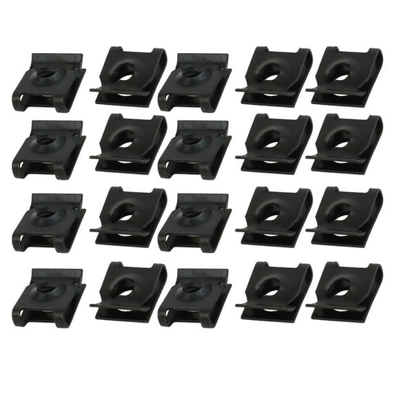 Unique Bargains 20Pcs Spring Steel Speed Fastener U Nut Clip Black for M5 / ST4.8 Screw Bolt