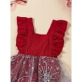 thumbnail image 4 of Diconna Robe Barboteuse pour Bébés Filles, Sans Manches Col Carré Étoiles Paillettes Tulle Patchwork Justaucorps Vêtements d'Été, 4 of 9