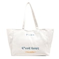 thumbnail image 1 of Bolso de mano de lona para mujer, bolso de hombro causal con cremallera y bolsillo para viajes, playa, trabajo, compras, 1 of 6