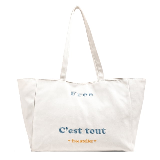 Bolso de mano de lona para mujer, bolso de hombro causal con cremallera y bolsillo para viajes, playa, trabajo, compras