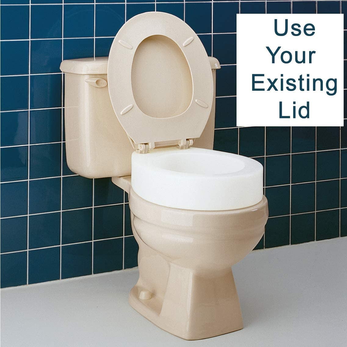 Carex Raised Toilet Seat, Universal Fit for Round Bowls, Adds 3.5 inches, White, 300 lb Capacity