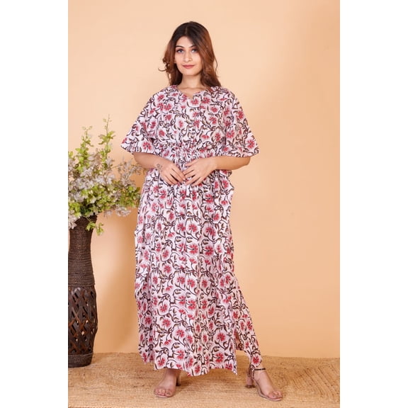 Indian Trendz Women's Casual Evening Gown Kaftan, Long, Short Sleeve