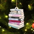 thumbnail image 5 of Colgante de estantería con forma de árbol de Navidad, adorno con libros apilados, color divertido para amantes de los libros 08, 5 of 5