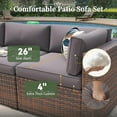 thumbnail image 4 of Aoxun 15 Piece Patio Furniture Set with 44” Fire Pit Table Wicker Rattan Outdoor Sectional Sofa Set with Coffee Table and 4” Thickened Cushions, Gray (Waterproof Cover Included), 4 of 8