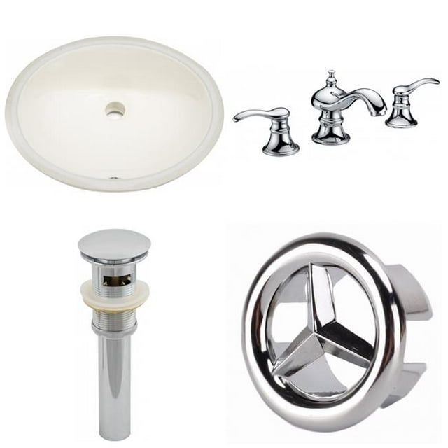 American Imaginations AI-26049 Évier Ovale en Biscuit de 19,75 Po en Forme de CUPC - Chrome Hardware