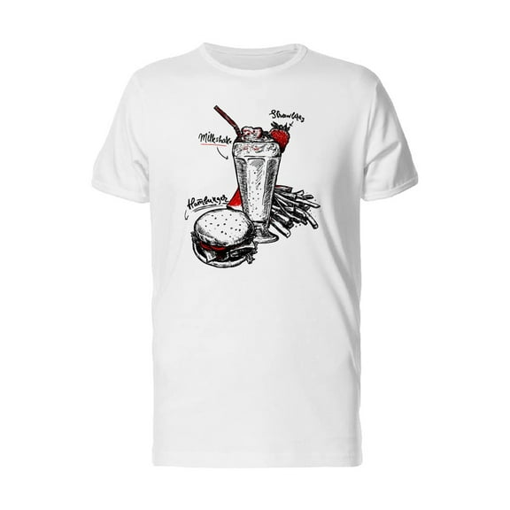 Milkshake Hamburger Strawberry T-Shirt Men -Image by Shutterstock, Male Large