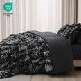 thumbnail image 4 of PHF 3 Pieces Printed Comforter Set Queen Size, Lightweight Botanical Floral Bed in a Bag, Ultra Soft Bedding Set with 1 Reversible Comforter and 2 Pillow Shams, Black, 4 of 6