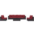 thumbnail image 5 of Modway Convene 7 Piece Outdoor Patio Sectional Set in Espresso Red, 5 of 9