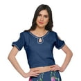 thumbnail image 3 of Moomaya Printed Rayon Cold Shoulder Crop Top And Skirt Ethnic Set For Women, 3 of 6