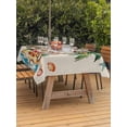 thumbnail image 2 of Outdoor Tablecloth with Umbrella Hole and Zipper, Christmas Rectangle Table Cloth 60x102 Inch Waterproof Tablecloth, Coastal Santa Claus Beach Cocount Tree on Linen Picnic Table Cover for Patio, 2 of 7