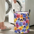 thumbnail image 6 of Uemuo The Garden Tricolor Pansy Flower Pattern Circular Laundry Hamper Basket with handles,Collapsible laundry basket,Large capacity laundry hamper,Laundry Organizer-Small, 6 of 8