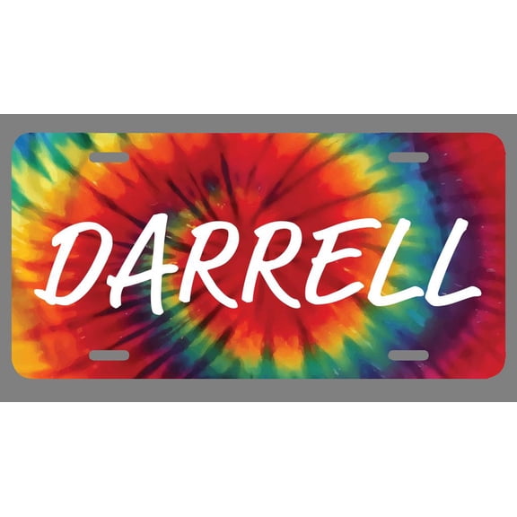 Darrell Name Tie Dye Style License Plate Tag Vanity Novelty Metal | UV Printed Metal | 6-Inches By 12-Inches | Car Truck RV Trailer Wall Shop Man Cave | NP1671