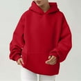thumbnail image 2 of vdgthytj Womens Oversized Hoodies Long Sleeves Fleece Pullover Hooded Sweatshirts Solid Color Loose Tops with Pocket, 2 of 6
