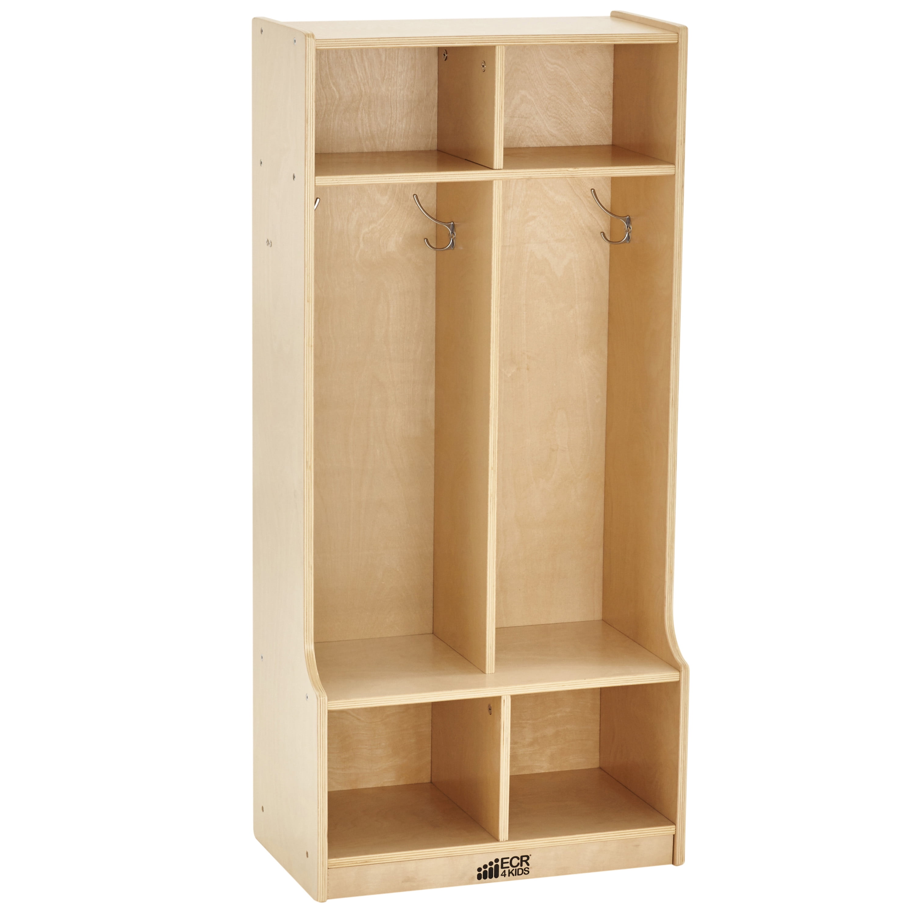 ECR4Kids Birch 2Section Coat Locker with Bench