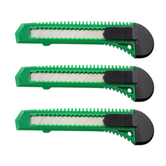 3 Bulk Utility Knives Box Cutters Snap Off Blades Green