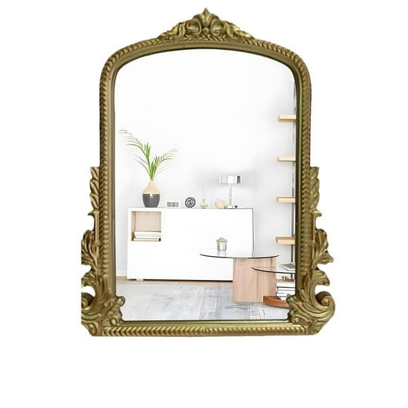 Vintage Makeup Mirror, Vanity Desk Mirror Antique Traditional Tabletop Mirror, Standing, Hang Or Wall Mounted, Adjustable Dress-up Mirror, Gold Decor Mirror For Living Room,Bedroom