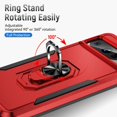 thumbnail image 3 of KOMI pour Google Pixel 8 Pro, Étui avec Protecteur d'Écran, Béquille Anneau Réglable à 360° Intégrée, Protection Militaire Blindée Antichoc - Rouge/noir, 3 of 5