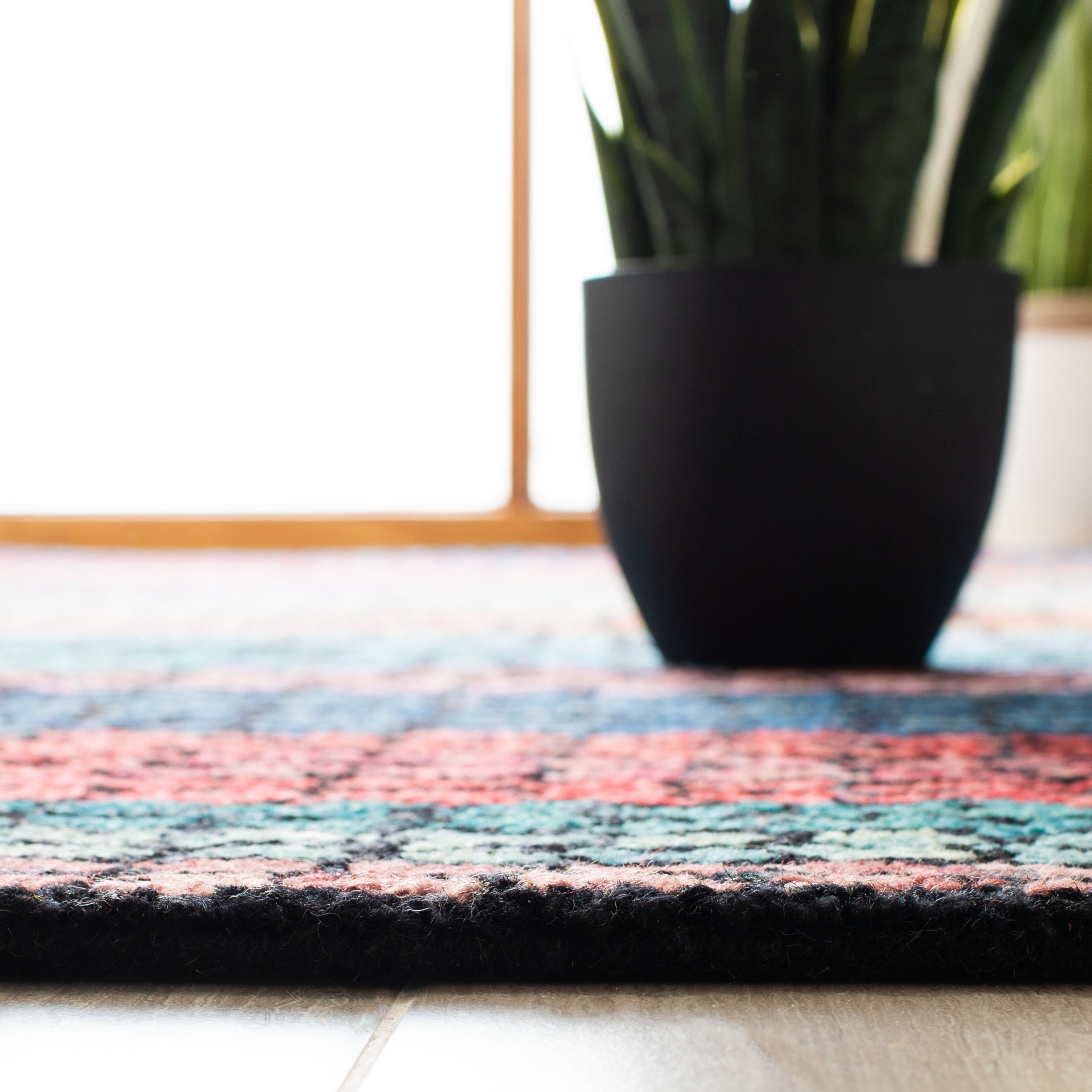 SAFAVIEH Aspen Leontyne Geometric Striped Wool Area Rug, Navy/Red, 9' x 12'