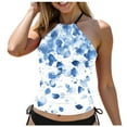 thumbnail image 3 of Ramiter Women Tankini Bathing Suit Tops for Women Tankini Tops Only Tummy Control Swim Tops Swimwear Beachwear Bikini Plus Size Tankini Top Only No Bottom Light Blue,XL, 3 of 7
