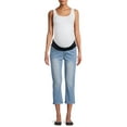 thumbnail image 4 of Oh! Mamma Maternity Women's Denim Capri Pants with Underbelly Panel and Roll Cuff (Women's & Women's Plus), 4 of 6